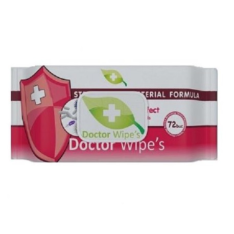Servetele umede antibacteriene Doctor Wipes 72 buc cu capac Servetele umede antibacteriene Doctor Wipes 72 buc cu capac